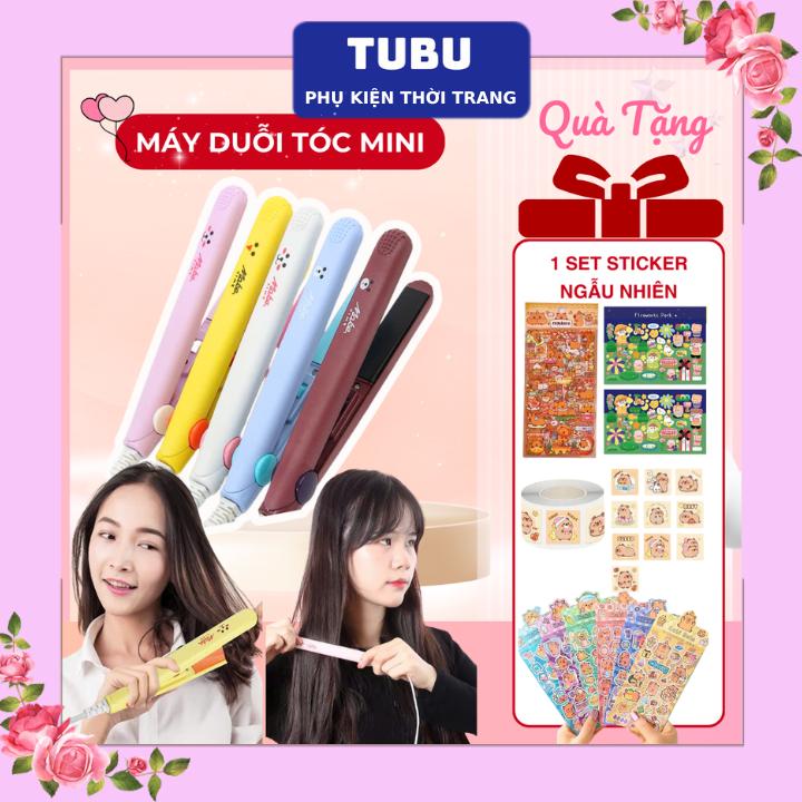 [Mua 1 Tặng 1 Quà] - Máy duỗi, ép tóc mini 2 trong 1 nhiều màu có hộp đựng cho nam nữ - Tặng SET STICKER dễ thương | Tubu