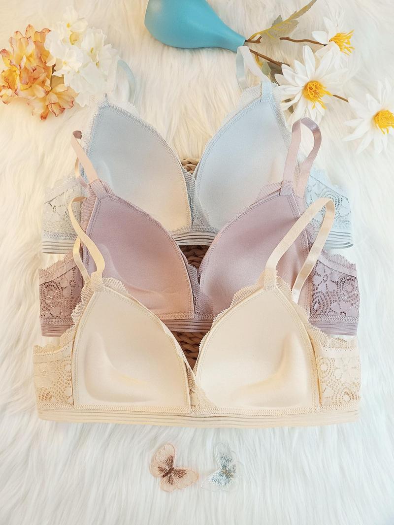 Product Introduction of Women's Contrast Lace Wireless Lingerie, Soft Comfortable Elegant Adjustable Strap Push Up Bra, Adjustable Strap Lingerie for All Seasons 3