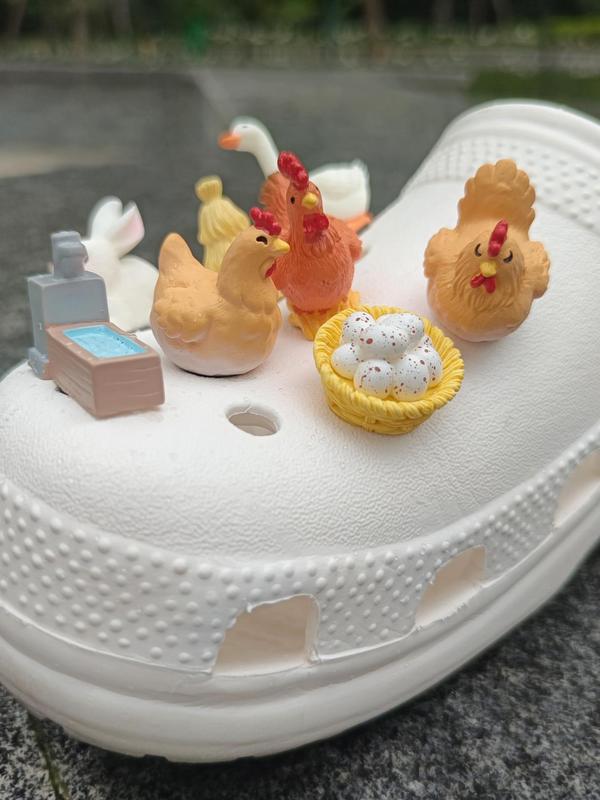 Unisex Cute 3D Farm Animals Design Shoe Charms, Novelty Shoes Ornaments for Clogs, Creative Chic Shoes Accessories for Clogs DIY Decor 5
