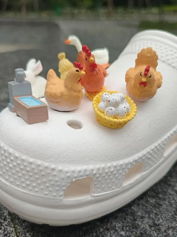 Unisex Cute 3D Farm Animals Design Shoe Charms, Novelty Shoes Ornaments for Clogs, Creative Chic Shoes Accessories for Clogs DIY Decor 5