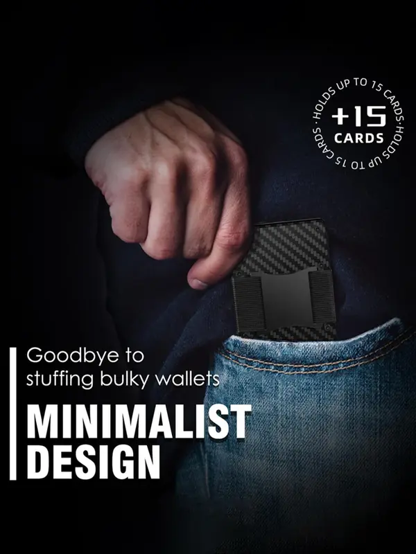 Men's Minimalist Carbon Fiber Pattern Card Holder, RFID Blocking Card Holder, Slim Credit Card Holder, Casual Trendy Versatile High-quality Daily Wallet 3
