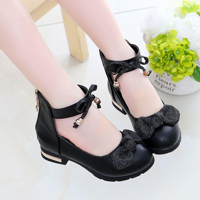 Giày Bé Gái, Phong Cách Hàn Quốc, Giày Cao Gót Cho Trẻ Em, Đế Mềm, Giày Công Chúa, Cho Trẻ Em Trung Bình Và Lớn, Bé Gái, Làm Bằng Da, Thích Hợp Cho Mùa Lò Xo Và Mùa Thu, Hàng Mới Về Năm 2024 Sandal Cho Bé 5