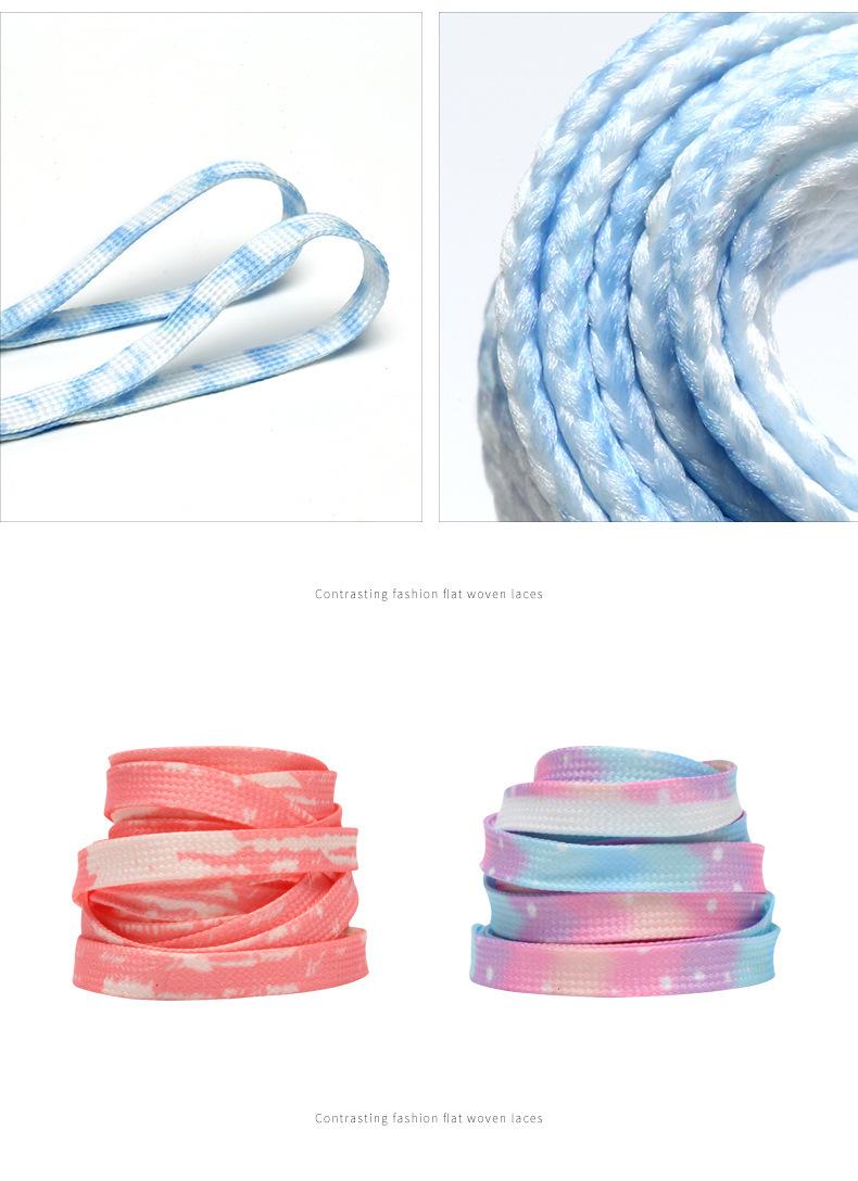 Product Introduction of Shoelaces Tie-Dye Flat Thickened Double Layer Shoelaces Compatible with Air Force One Premium Shoelace Rope Pair 10