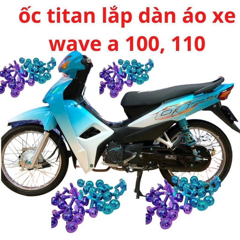 Ốc titan Gr5 gắn full dàn áo xe wave a 100, 110 2 màu tím lục bảo siêu đẹp