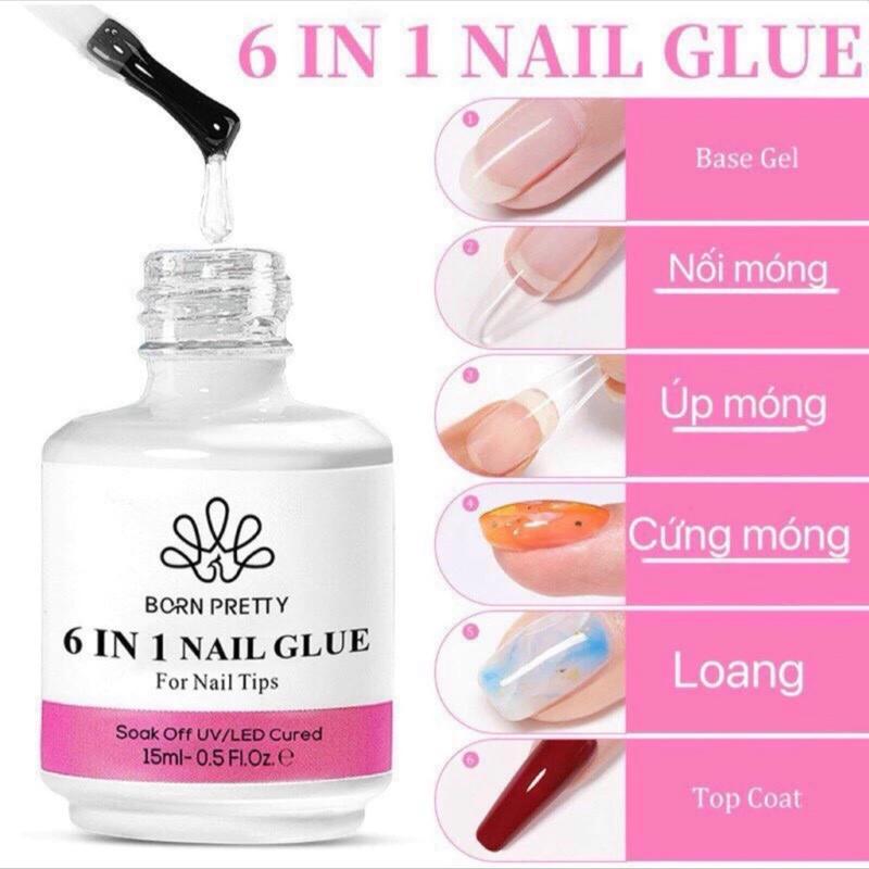   Chính Hãng Vỏ Mới   Gel Glue 6in1 Base Top Dán Móng Nối Móng BASE 6 trong 1 Sơn Gel 