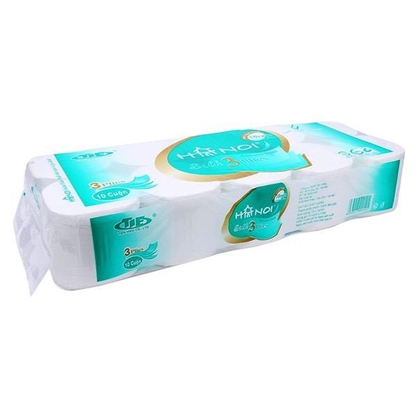  Giấy vệ sinh hà nội silk dây 10 cuộn 3 lớp không lõi xanh có lõi tím cuộn to trắng mịn top bán chạy 