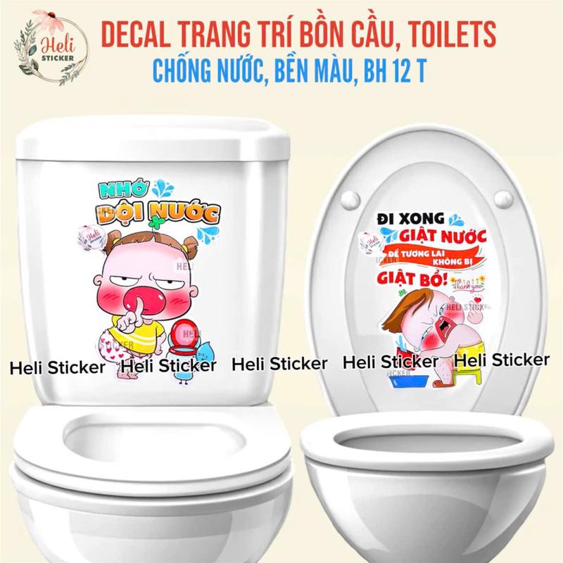  Decal Trang Trí Bồn Cầu Quỳnh Aka Hình Dán Decor Nắp Bồn Cầu Toilet WC Nhà Vệ Sinh Miếng Dán Bồn Cầu Chất Liệu Chống Thấm Nước. 