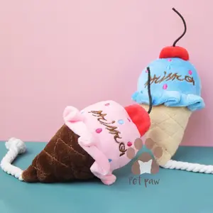 Mainan Gigitan Gigit Boneka Anjing Kucing Ice Cream Es Krim Plush Pet Squeaky Toy