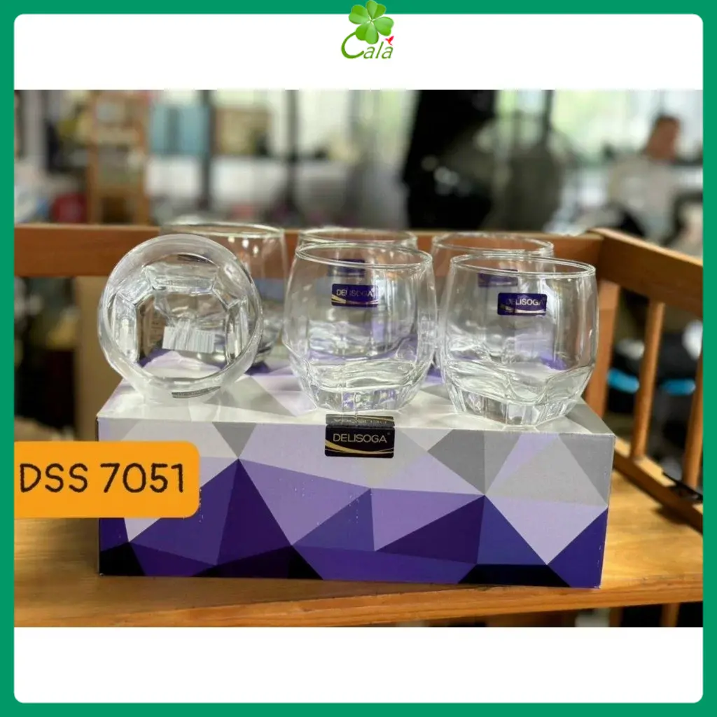 Hộp 6 Ly Trơn Chịu Nhiệt Delisoga Có Hộp Đẹp Dung Tích 340ml