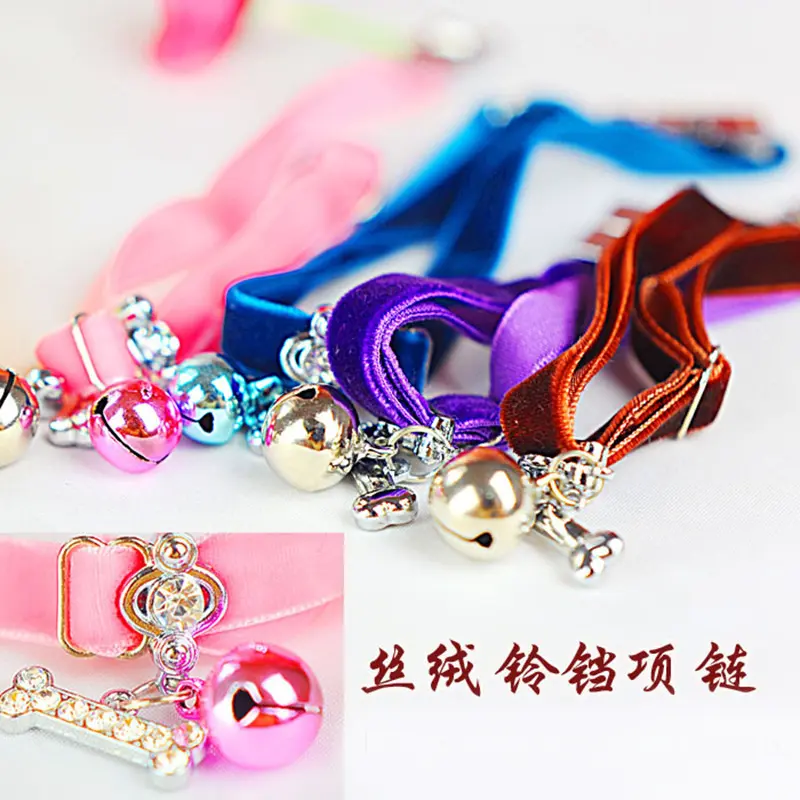 Pet collar neckband velvet necklace with sparkling diamonds, dog necklace cat accessory pet necklace with glitter