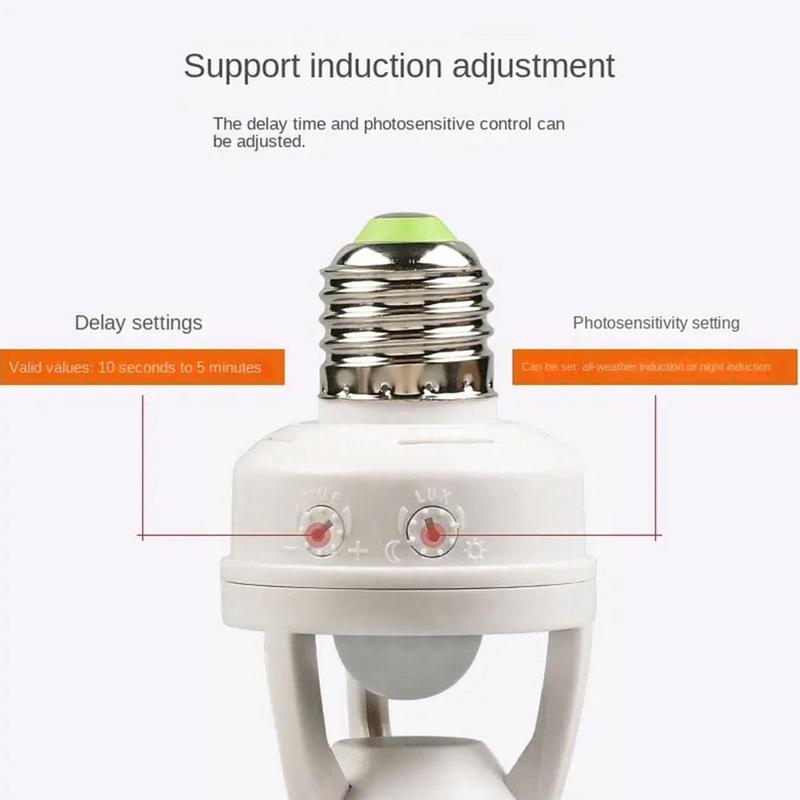 Product Introduction of Lampu Penderia Badan Manusia, Suis Penderia Inframerah, Kelewatan Boleh Laras, Pemegang Lampu Penderia Wayarles Pintar, Skru E27, Sesuai untuk Lampu 30