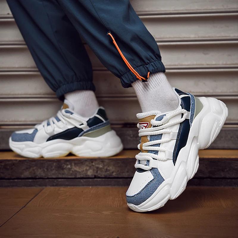 Anpassa Dammode Läder Sport Promenader Sneakers Chunky Höjd Ökad Hiss Fritidslöpare Skor för män Tränare Träning_voghion.com