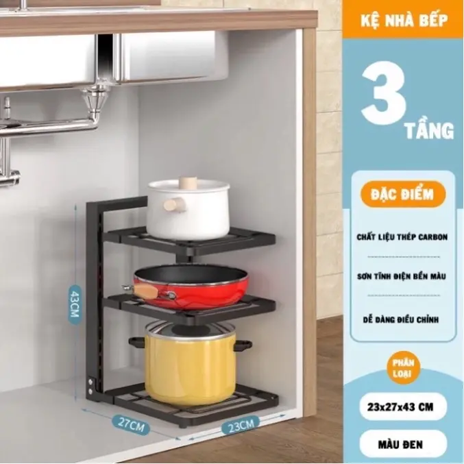 Giá đựng xoong nồi 3-4 tầng 1