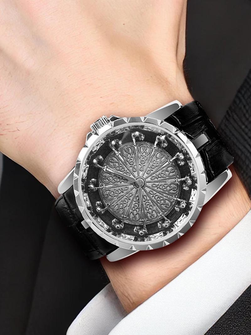 Product Introduction of Men's Fashion Round Dial Quartz Watch, Fashion Watch for Party, Daily Clothing Decor, Trendy All-match & Exquisite Watch for Birthday Gift with Box 3