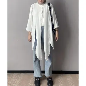 Heme Tunik Baju Wanita Blouse Crincle Airflow Lengan Kancing Panjang Atasan Muslim