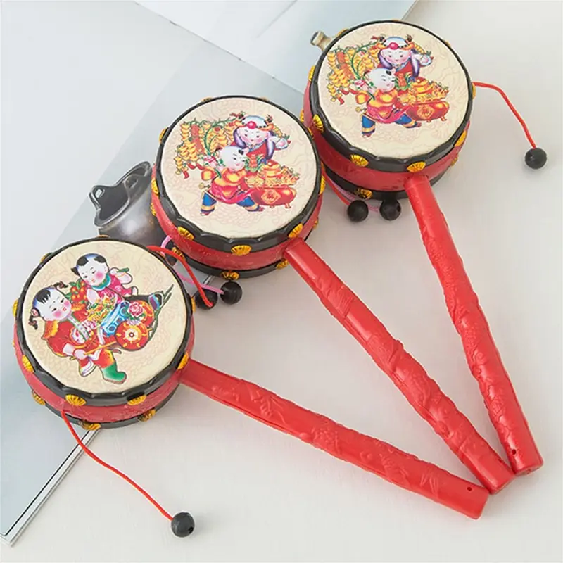 Trống Lục Lạc Quay, Phong Cách Truyền Thống, Đồ Chơi Trẻ Em, Tambourine, Đồ Chơi Vui Nhộn, Trống Khỉ, Thiết Kế Hoạt Hình, Làm Bằng Nhựa, Đồ Chơi Âm Nhạc Chuông Lục Lạc Cầm Tay 0