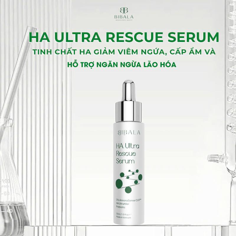 MỚI Tinh chất Hyaluronic Acid hỗ trợ giảm viêm cấp ẩm sâu hỗ trợ ngăn ngừa lão hóa - HA ULTRA RESCUE SERUM 30ML BIBALA