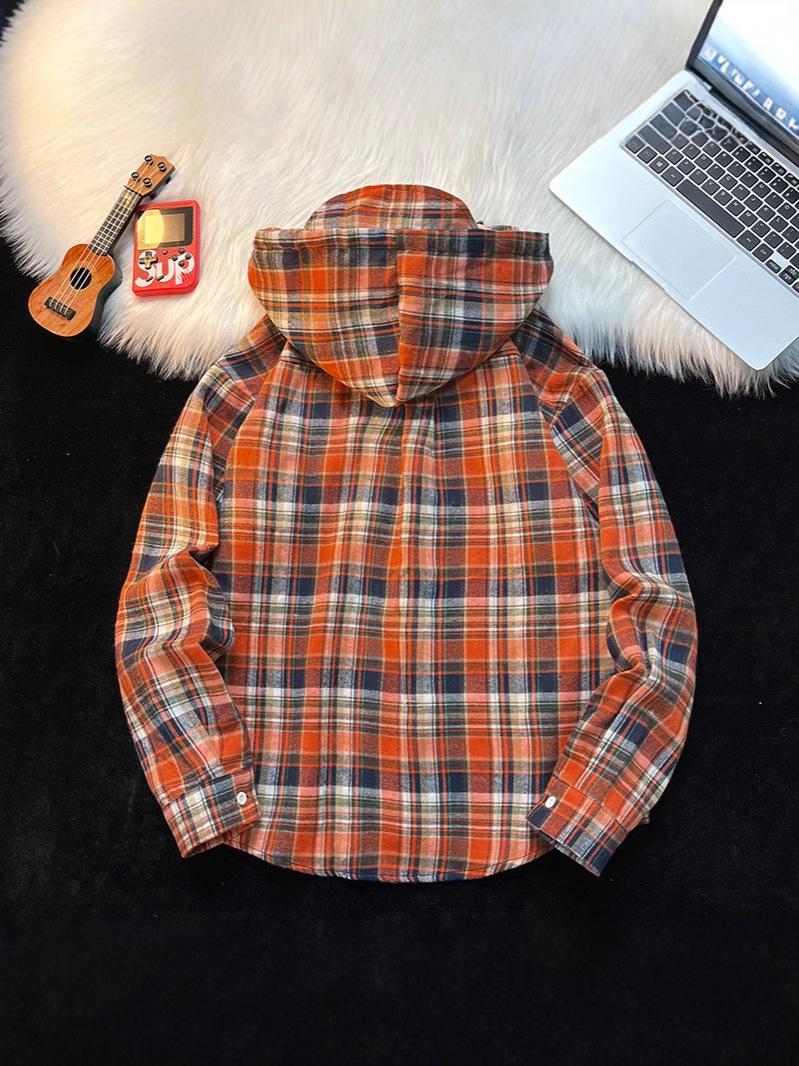 Product Introduction of Stylish Couples Hooded Plaid Long Sleeve Shirt for Fall 3