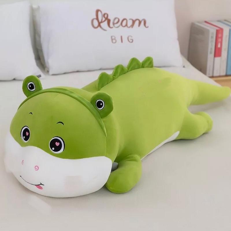 Gấu Bông Khủng Long Cosplay Ếch Xanh, Gối Ôm Chất Liệu Cao Cấp, Mềm Mại Dài 55cm