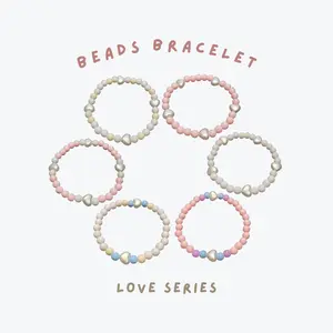 gelang manik manik | beads bracelet | gelang korea | gelang murah | love series Blue Pearl