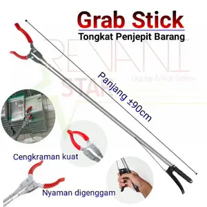 Grab stick Silver Stainless / Plastik/ Tongkat Jemuran Alat Penjepit Sampah & Penangkap Ular bola kertas Tangga