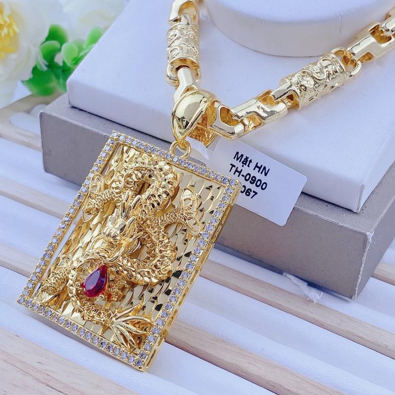 Bộ dây chuyền nam rồng khoá hộp - mặt rồng 01 có ký hiệu bền đẹp