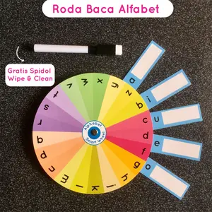 Roda Baca Alfabet Mainan Edukasi Anak untuk Belajar Mengenal Mengeja dan Menulis Huruf