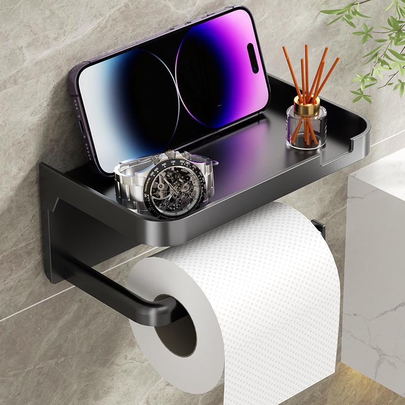 Product Introduction of Wall Mounted Tissue Holder, 1 Count Punch Free Tissue Storage Rack, Bathroom Storage Rack, Home Organizer for Bathroom, Kitchen, Living Room 0