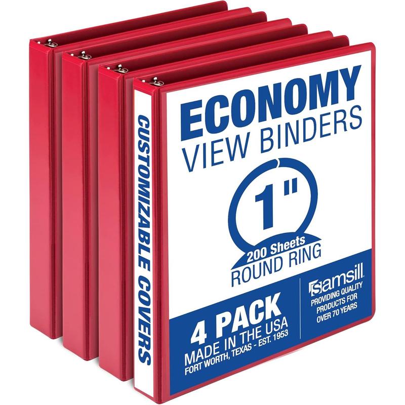 1 Inch 3 Ring Binders, Made in USA, Economy Round Ring, Clear View ...