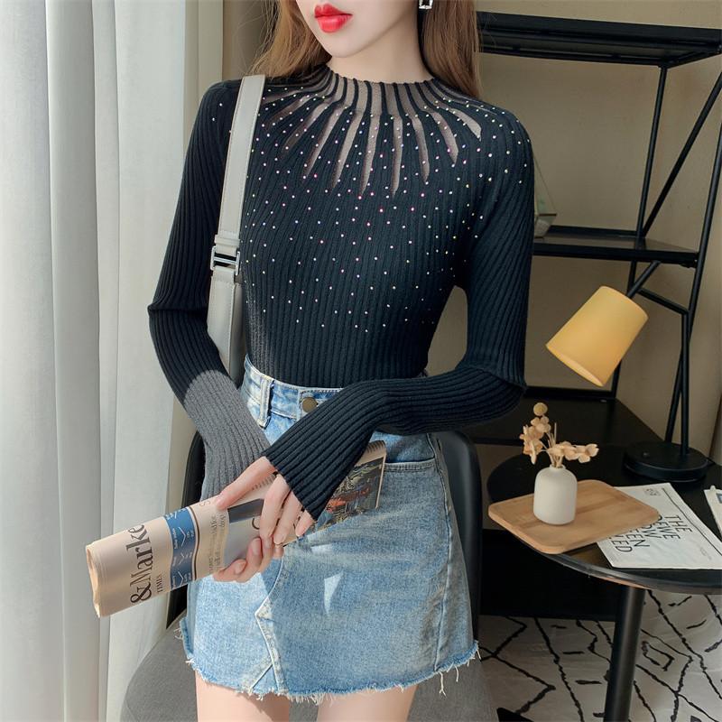 Product Introduction of Áo Lớp Nền Cho Nữ, Hàng Mới Về, Dáng Ôm, Ren Và Kim Cương Giả, Áo Áo Chui Đầu Dễ Phối Đồ Áo Len, Có Thể Mặc Bên Trong Áo Len, Thích Hợp Cho Mùa Thu Top Trắng 19