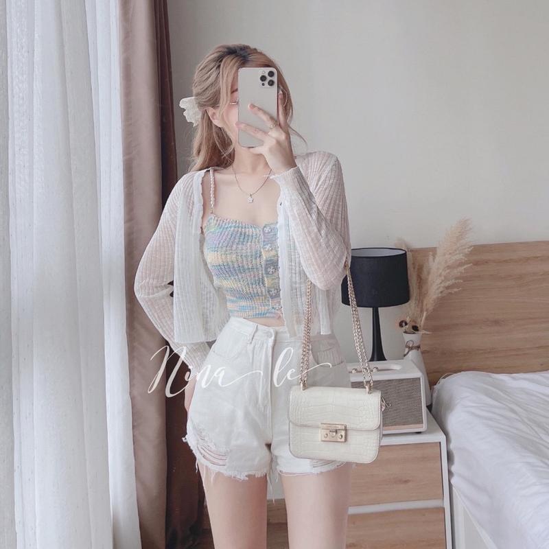 Áo Khoác Len Cadigan Mỏng Dáng Ngắn Tay Dài Đa Dạng Màu Thích Hợp Đi Chơi, Đi Cafe Cho Chị Em Cam Closet