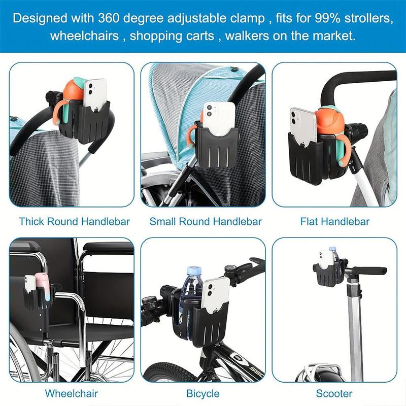 2 in 1 Universal Bike Cup Holder, Bicycle Cup Holder, Large Capacity 360 Degree Rotatable Bike Cup Holder, Motorcycle Phone Holder 2