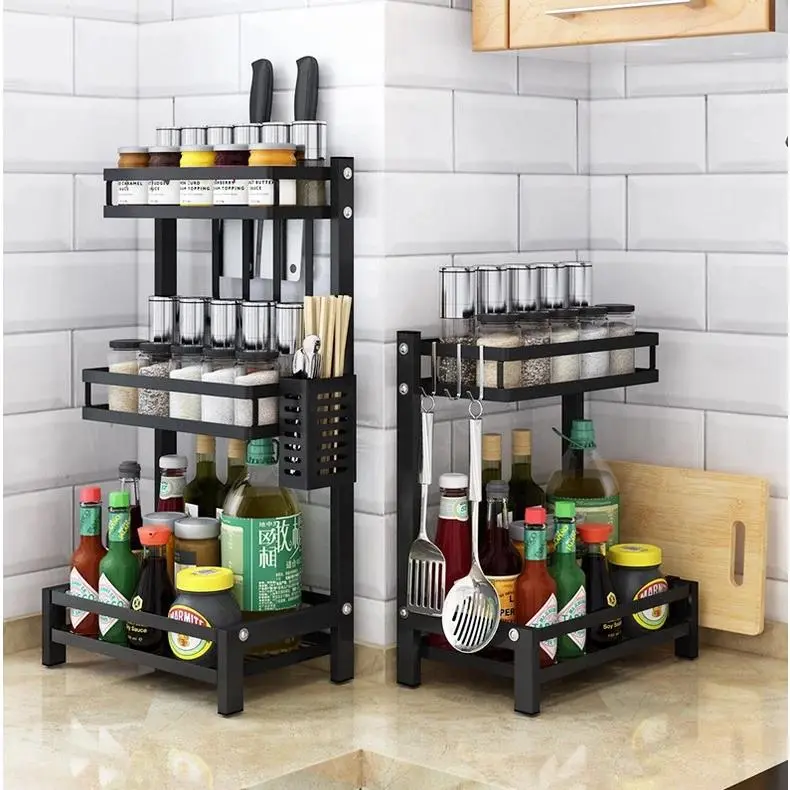 Kệ Gia Vị Nhà Bếp 2-3 Tầng, Kệ Đồ Nhà Bếp Cài Dao Thớt Cắm Đũa Thìa Muỗng Đa Năng Tiện Ích
