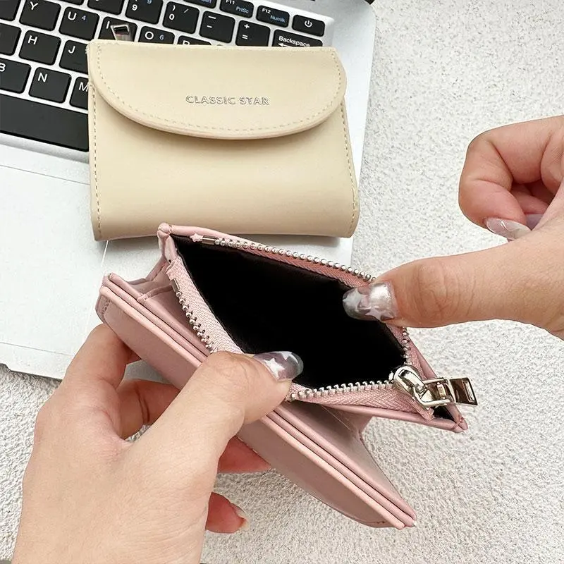 Ví Có Khóa Kéo, Dành Cho Nữ, Phong Cách INS, Có Kẹp Tiền, Thích Hợp Cho Học Sinh, Đa Chức Năng, Sức Chứa Lớn, Chất Liệu Mềm Mại, Có Thể Dùng Làm Tiền Xu, Ví Ngắn 2