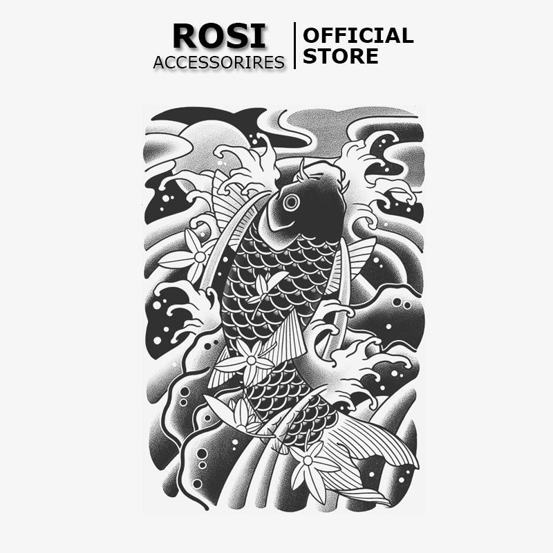 Hình xăm cá chép HC-484 miếng dán hình xăm tạm thời 24h lên hình không hậu quả