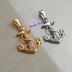 Liontin Jangkar Titanium Gold dan silver Stainless anti karat