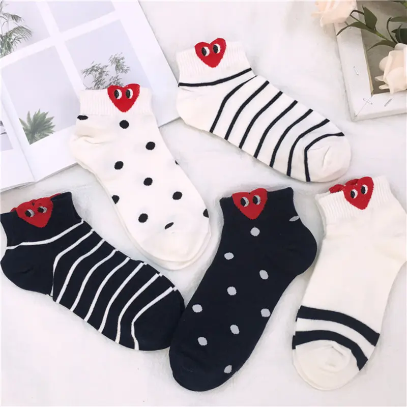 Adult Size Lovely Dot Striped Cotton Socks Cartoon Heart Casual Sock Cute Funny Happy Women's Socks Gifts Sports Socks
