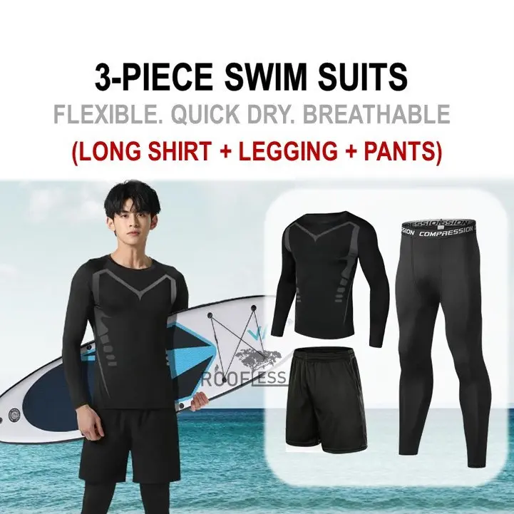 Men`s Compression Sports  Set  Fitted Top Breathable  Gym Running Swimming Fitness Cool Fast Dry