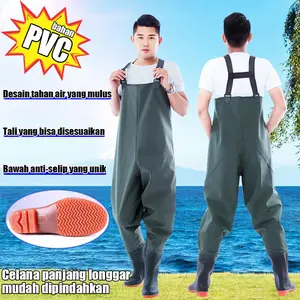 Sepatu Bot Pria Sepatu Boot Karet Petani Sawah Panjang Celana Safety Wader Pants Anti Air Sepatu Boots Celana Air Multi Fungsi Mancing Pertanian Bersihkan Sungai Bahan PVC Kuat
