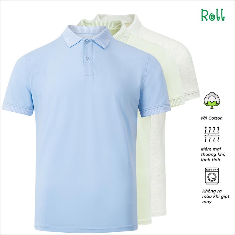 Áo polo nam Roll vải Cotton xuất xịn màu sắc đẹp mềm mại lành tính bền màu không bai xù form chuẩn dễ mặc trẻ trung Menswear Ngắn Tay Có Cổ Shirt Cộc Tay Tay Ngắn