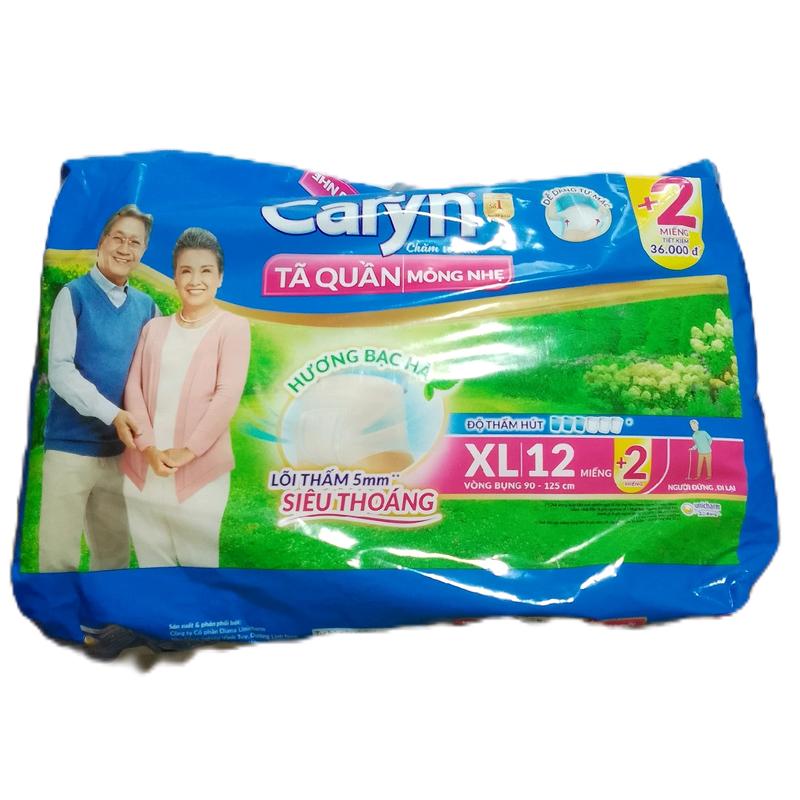 (Tặng 2 miếng) Tã quần người lớn Caryn XL 12 + 2 miếng. Tã người già