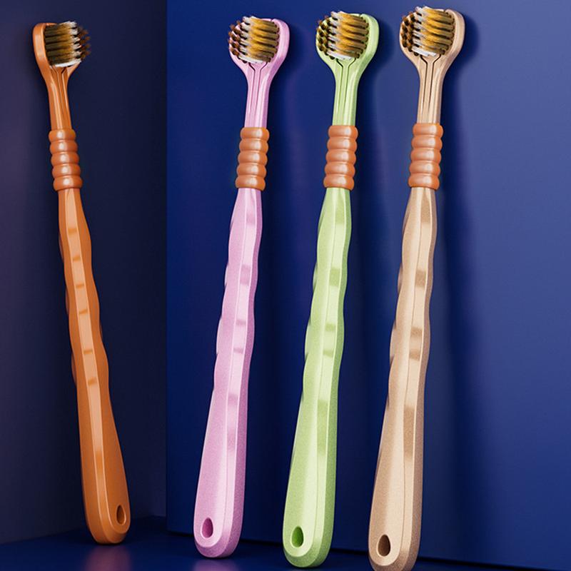 Product Introduction of Three-sided Toothbrush 6-piece Set For Tongue Brushing 360° Efficient Oral Cleaning Care Toothbrush Household Adult Three-head 3D Adult Toothbrush 15