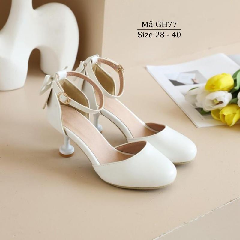 Giày cao gót trẻ em học sinh nữ bé gái 4 - 15 tuổi cao 7 phân màu trắng sành điệu đi tiệc, biểu diễn thời trang GH77