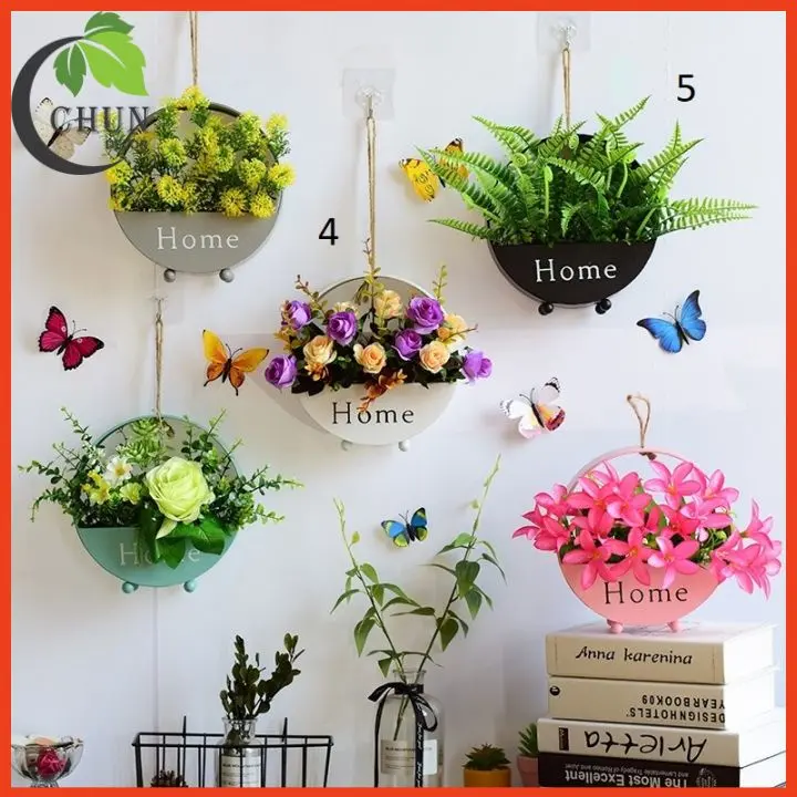 Lẵng hoa, giỏ hoa lụa treo tường chữ Home nhiều mẫu treo tường, để bàn, trang trí kệ tủ, kệ gắn tường độc đáo