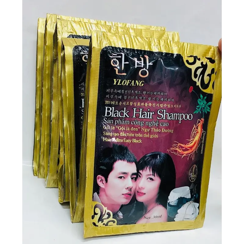 {0522}     Gói Dầu Gội Nhuộm Đen Tóc Black Hair Shampoo Hàn Quốc - không mùi hôi không bám da đầu và không gây hại cho da