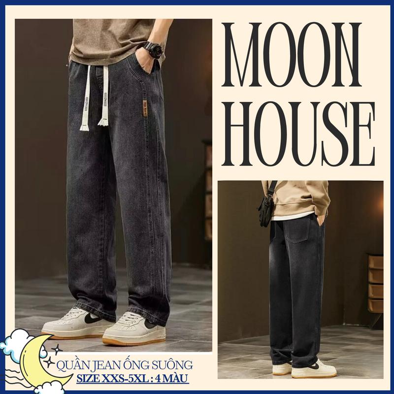 Quần jean ống suông rộng MOON HOUSE N9 ĐEN KHÓI phong cách retro chất vải dày dăn bền bỉ Menswear Pants Có Túi dành cho mọi dáng người