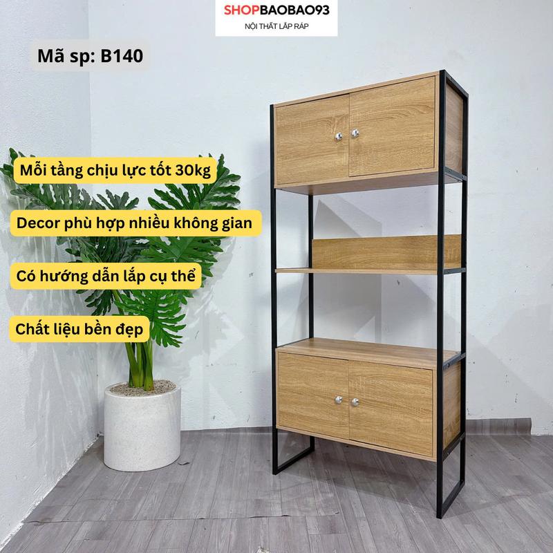 Tủ đựng đồ kệ gỗ tủ gỗ đa năng chất liệu sắt sơn tĩnh điện và gỗ MDF chống nước tốt - B140