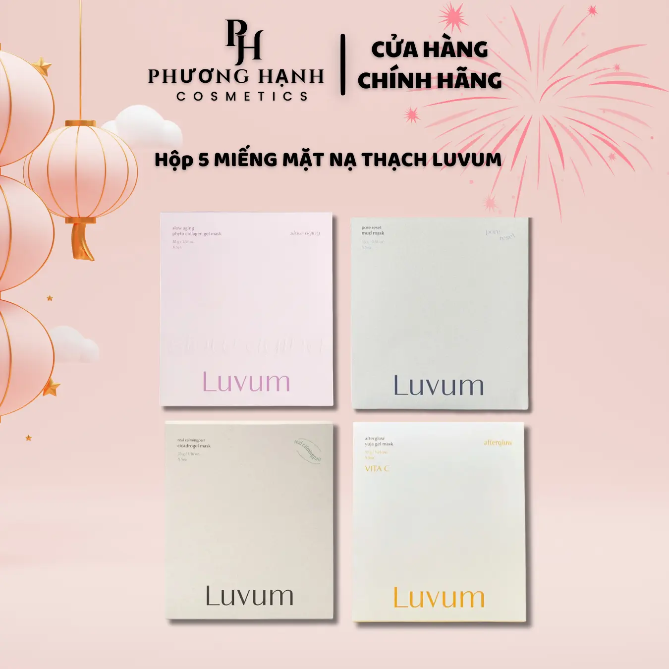 Hộp 5 Miếng Mặt Nạ Thạch LUVUM Dưỡng Da Hàn Quốc Skin Care Làm Đẹp Da