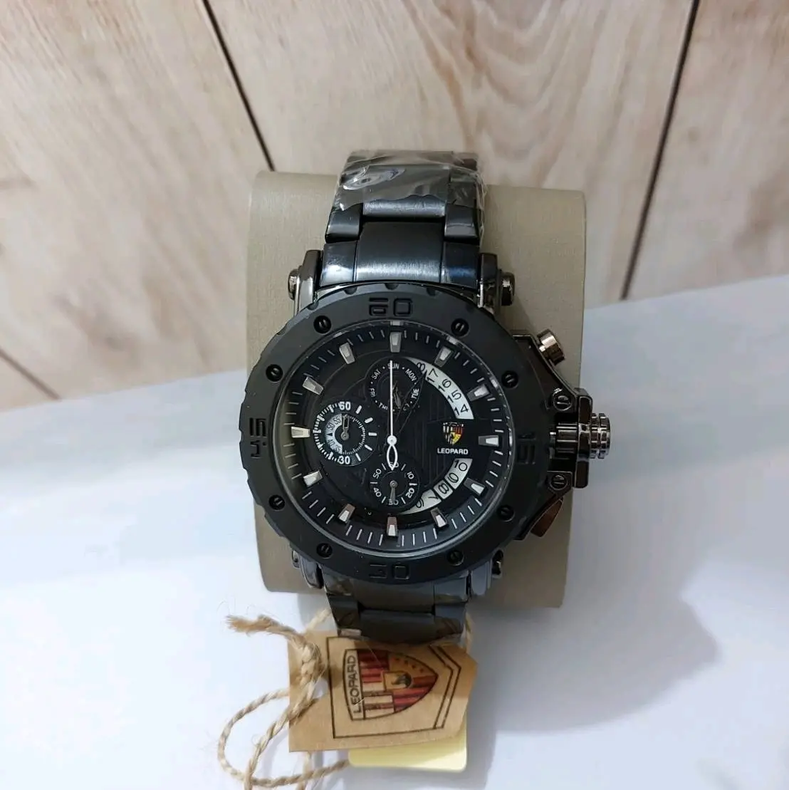 LEOPARD CHR8031-2 JAM TANGAN PRIA CHRONO AKTIF LEOPARD TAHAN AIR ORIGINAL Analog Bisnis Kemewahan Olahraga Santai Tahan air Bercahaya Watches hitam