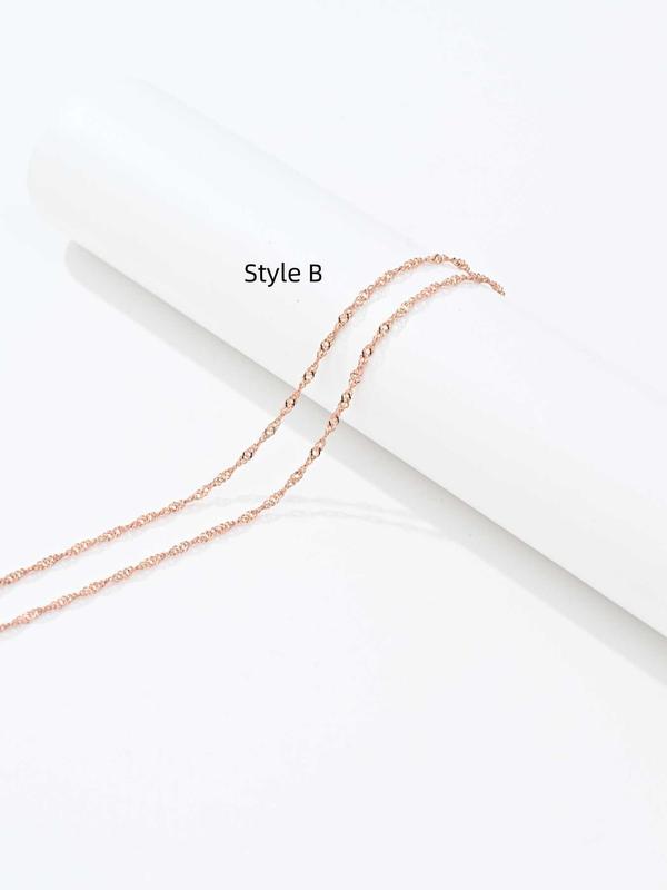 925 Sterling Silver Simple Chain Necklace, Minimalist Style Necklace, Fashion Jewelry Accessories for Women & Girls 5